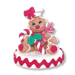 Gingerbread Clay Figure with Candy Cane Handmade Figurine