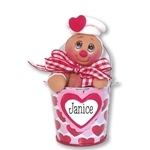 Valentine Gingy Gingerbread Figurine in Valentine Bucket