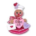 Valentine Gingy Gingerbread Figurine Sitting on Heart