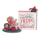 Gingerbread Clay Figure with "Merry Christmas" Sign