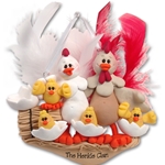 Half Baked Hen Family of 6 Family Ornament - Limited Edition