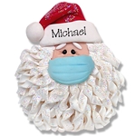 Santa Face with Face Mask Covid-19 / Coronavirus / Pandemic HANDMADE POLYMER CLAY Personalized Christmas Ornament