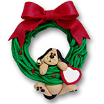 Dog in Wreath-Hanging Personalized Dog Ornament