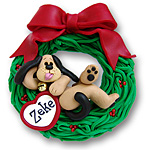 Dog in Wreath-Relaxing<br>Personalized Dog Ornament