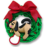 Dog in Wreath-Laying Personalized Dog Ornament
