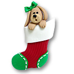 Girl Dog in Small Stocking<br>Personalized Dog Ornament