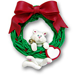 Cat in Wreath-Hanging<br>Personalized Cat Ornament