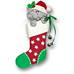 Cat in Large Stocking<br>Personalized Pet Ornament