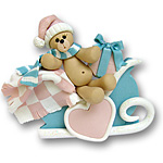 Bear in Blue Sled Personalized Baby Ornament