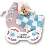 Baby Bear in Pink Buggy<br>Personalized<br>Baby Ornament