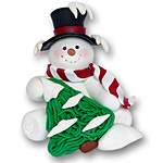 Sitting Snowman w/Tree<br>Personalized Ornament