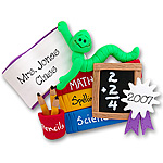 Bookworm<br>w/School Supplies<br>Personalized Ornament<br>Teachers Gift