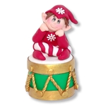 Elf on Drum Candy or Trinket Jar - Handmade Polymer Clay