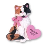 Calico Kitty Cat w/White Muzzle Personalized Cat Ornament - Limited Edition