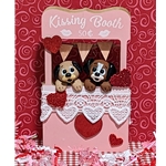 Two Puppies in Kissing Booth / Handmade Polymer Clay Valentine Decor