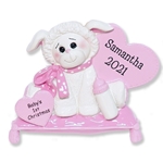 Little Lamb for Baby GIRL - Personalized Christmas Ornament  - RESIN