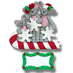 Merry Mouse Family of 3<br>Personalized Family Ornament