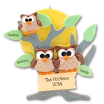 Owl Family of 3<br>Personalized Family Ornament