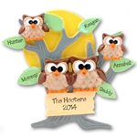 Owl Family of 4<br>Personalized Family Ornament