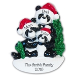 Panda Bear Family of 3<br>RESIN Personalized Family Ornament