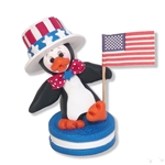 Patriotic Petey Penguin Personalized Christmas Figurine