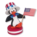 Patriotic Petey on Red Cookie with American Flag Holiday Figurine