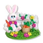 Bunny Rabbit with Picket Fence Figurine - Easter Decor