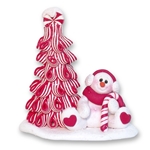 Peppermint Christmas Tree with Snowman Figurine