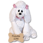 "Frenchie" White Poodle<br>Dog Ornament