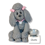 "Frances" Grey Poodle Personalized Dog Ornament