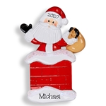 Santa in Chimney Personalized Christmas Ornament - Resin