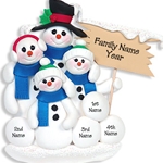 Snowman Family of 4<br>Personalized POLYMER Ornament