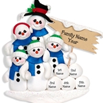 Snowman Family of 5<br>Personalized Family Ornament