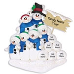 Snowman Family of 6 Personalized Family Ornament