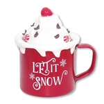 Tin Coffee Cup of Hot Chocolate with "Let it Snow"