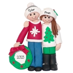 Ugly Sweater Christmas Couple Personalized Handmade Christmas Ornament