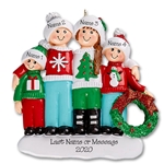 Ugly Sweater Family of 4 Personalized Christmas Ornament - RESIN