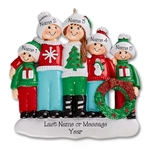 Ugly Sweater Family of 5 Personalized Christmas Ornament - RESIN