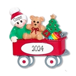 Child in Red Wagon Personalized Christmas Ornament