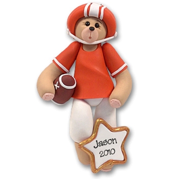 Orange Football Belly Bear<br>Personalized Ornament