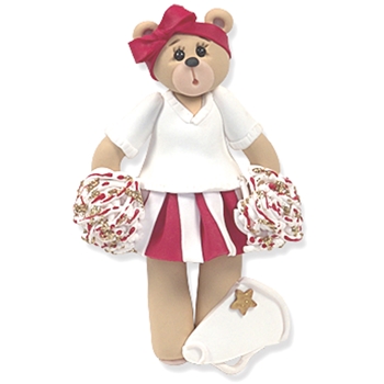 Red Cheerleader Belly Bear<br>Personalized Ornament