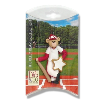 Baseball Belly Bear Personalized Ornament in Custom Gift Box