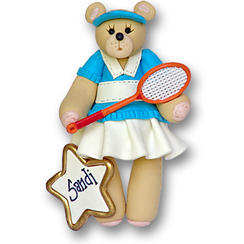 Girl Tennis Belly Bear<br>Personalized Ornament