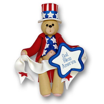 Patriotic Belly Bear<br>Personalized Ornament