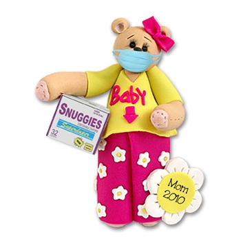 Belly Bear "Mom to Be" w/ Face Mask  Pregnant Covid-19 / Pandemic / Coronavirus Ornament  - ON SALE!