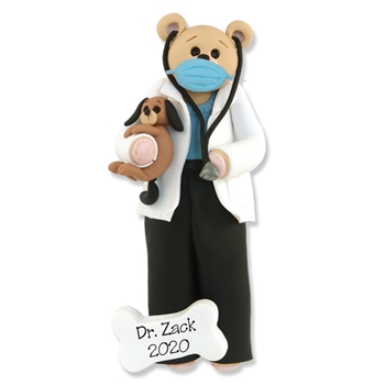 Covid-19 Belly Bear Veterinarian w/Face Mask Personalized Christmas Ornament  - ON SALE!