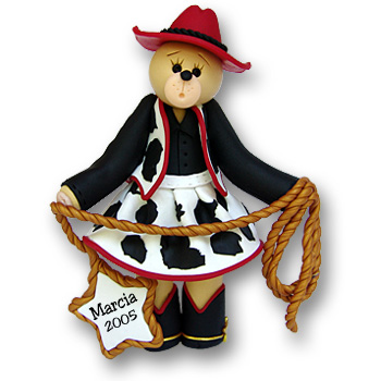 Belly Bear Cowgirl Personalized Ornament - Custom Ornaments