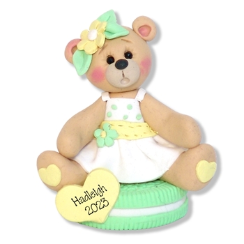 Girl Belly Bear on Cookie Personalized Ornament