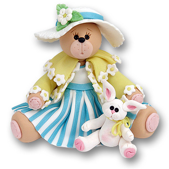 Belly Bear Girl w/Rabbit Easter Figurine