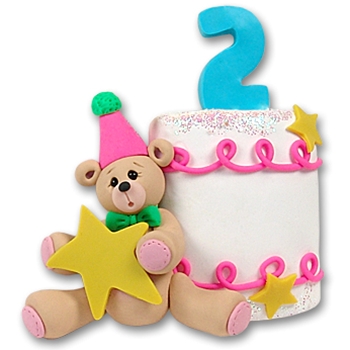 2nd Year Birthday Cake Personalized Christmas Ornament